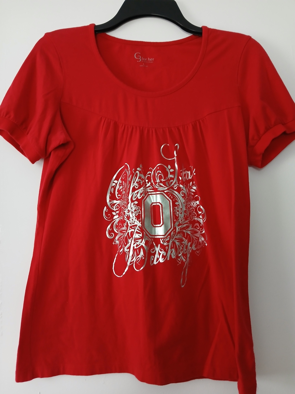 G by Her Red Short Sleeve Tee with Metallic Graphic